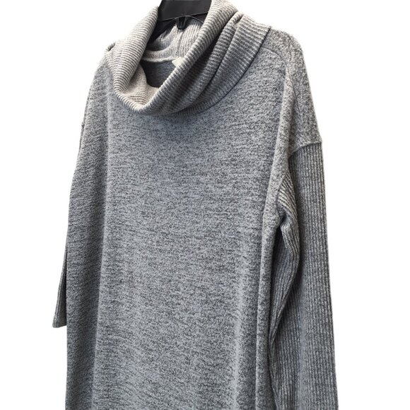 GAP Sweater Dress XS Gray Knit Stretch Cowl Neck 3/4 Sleeve - Picture 2 of 7